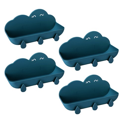 블럭마트 구름모양 욕실선반, 네이비, 4개