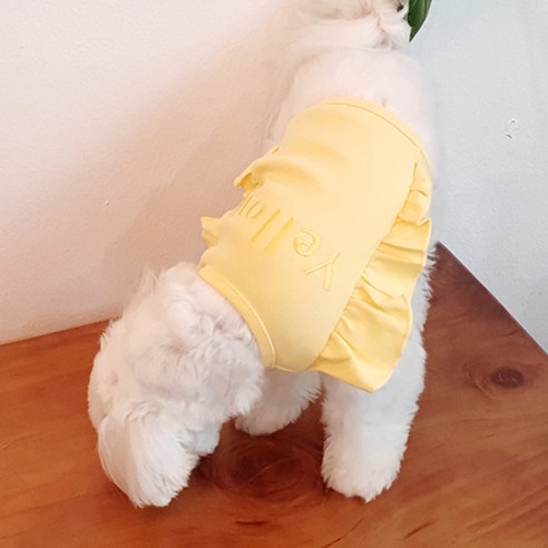 코코마펫 반려동물 오색 프릴 크롭탑, 옐로우