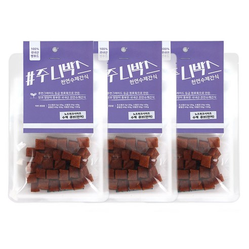 주니박스 노즈워크시리즈 강아지 간식큐브 50g, 연어, 3개