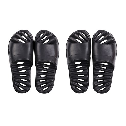 블럭마트 퍼펙트 물빠짐 욕실화 블랙, 2세트