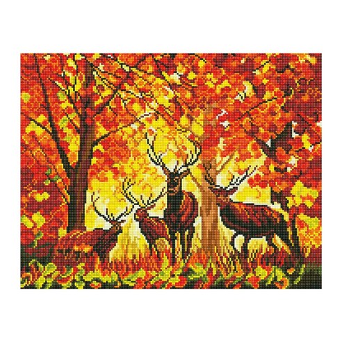 아이러브페인팅 풍경 DIY 보석십자수 50 x 40 cm, 가을과 사슴, 1세트