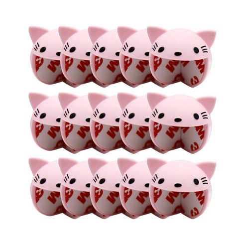 블럭마트 동물모양 코너커버, 핑크고양이, 15개