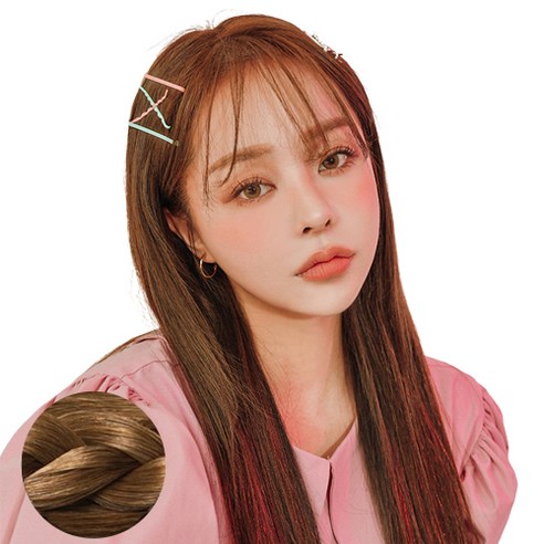 여자 인모 슬림 12피스 밀착스킨 스트레이트 셀프 붙임머리 45cm, 라이트 골드 브라운, 1개 - 헤어소품 | 쿠팡 여자 인모 슬림 12피스 밀착스킨... 