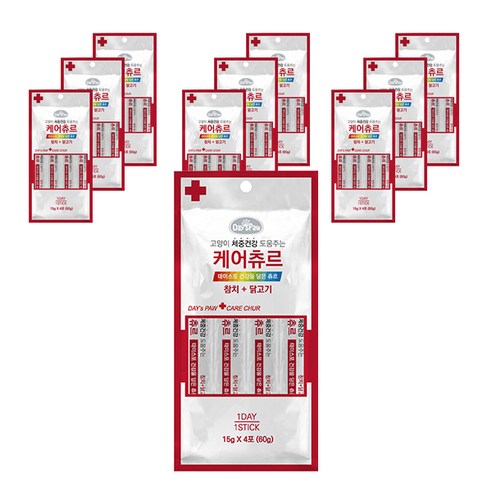 데이스포 고양이 체중건강 도움주는 케어 츄르 15g, 참치 + 닭고기 혼합맛, 40개