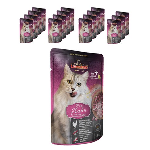 레오나르도 어덜트 고양이 주식파우치, 닭, 85g, 16개