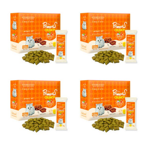 프리미요 크런치 고양이간식 20g x 12p, 참치 + 새우, 1세트