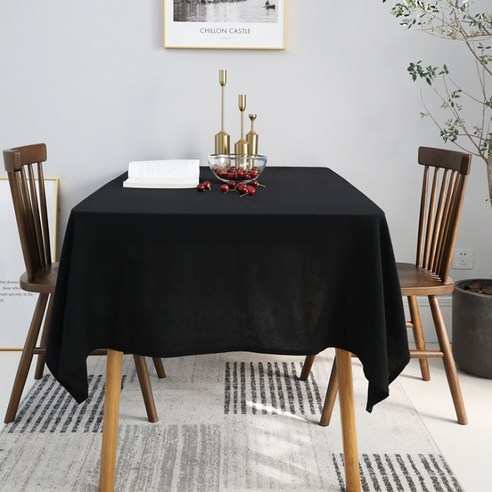 알럽홈 레트로 심플 린넨 테이블 보, 블랙, 130 x 180 cm