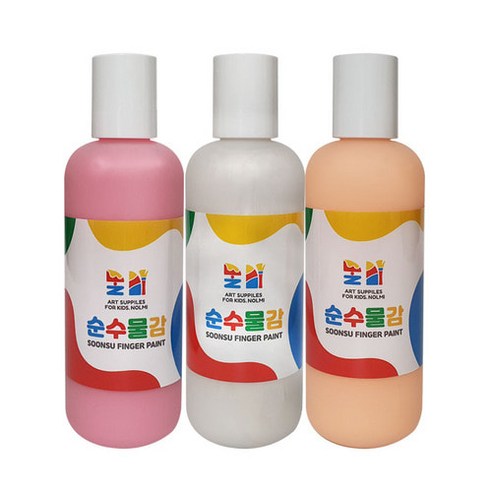 놀미 유아 핑거페인트 물감 놀이 3P, 160ml, 3색