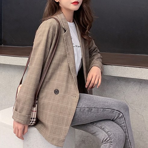 포플러앤씨 여성용 듀엔 체크 자켓