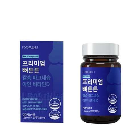 푸드버킷 프리미엄 뼈튼튼 칼슘 마그네슘 아연 비타민D, 90정, 1개