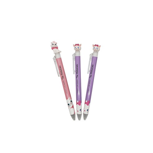 디즈니 마리 마스코트 볼펜 0.5mm 1 + 2 x 2p 세트 B, 흑색, 1세트