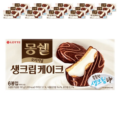 롯데제과 몽쉘 생크림케이크 6p, 192g, 16개