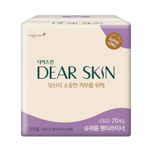 깨끗한나라 디어스킨 슈퍼 롱 팬티라이너, 슈퍼롱, 70개입, 1개