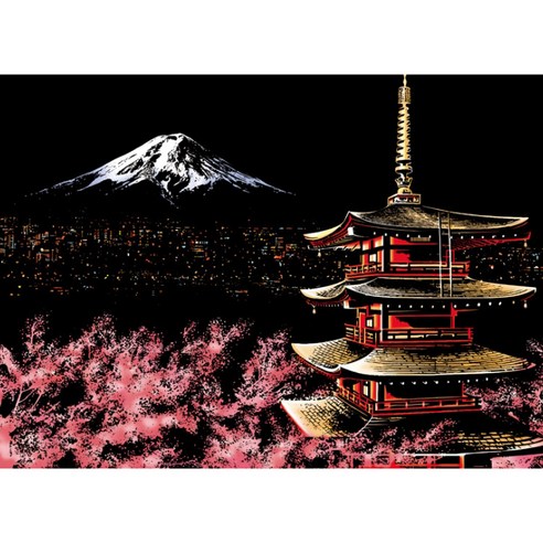 콩 야경 스크래치 페이퍼 풀패키지, 27 색상 II 일본 후지산