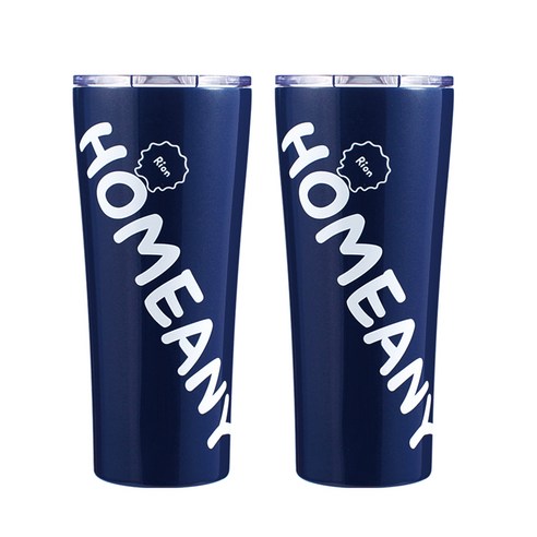 홈애니 보온보냉 커플 텀블러 2p, 네이비, 650ml