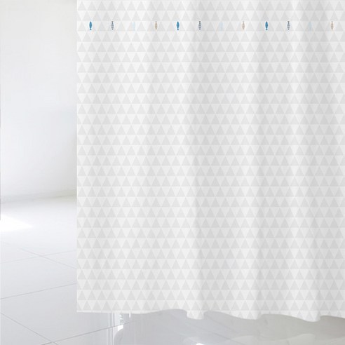 디자인수풀 샤워 커튼 L 1800 x 1880 mm + 스테인리스 고리 세트 sc869, 1세트