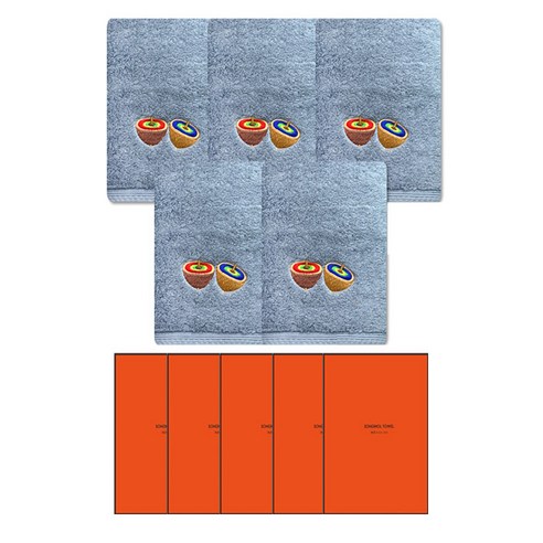 송월타월 명절놀이 수건 160g 40수 코마사 + 케이스 세트, 수건(회색), 케이스(랜덤발송), 5세트