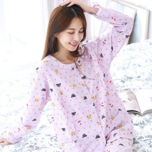 민트코코아 여성용 훌라펫 긴팔잠옷 상하 세트 머핀포메