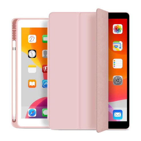 애플펜슬수납 스마트커버 태블릿PC 케이스, 핑크