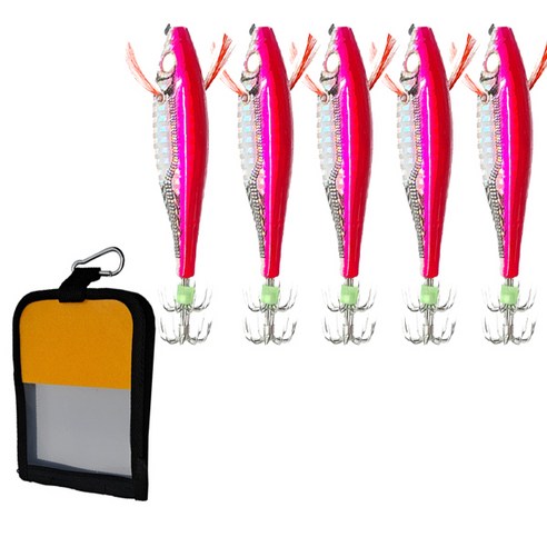 히트몬스터 수평 레이저에기 11g x 5p + 파우치 47g 세트, 핑크