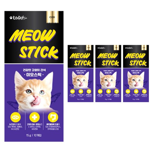 에코펫위드 미오스틱 퍼플 짜먹는 고양이 간식 15g, 대구맛, 40개
