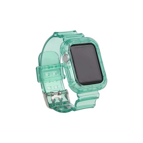 비쉐르 애플 워치 2 42mm 형광 레이버 실리콘 일체형 밴드 스트랩, 그린, 1개