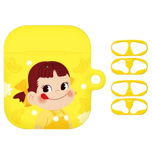 페코짱 후르츠 에어팟 1/2세대 하드케이스 + 철가루방지 스티커, , , 에어팟 1세대/에어팟 2세대, 바나나 페코