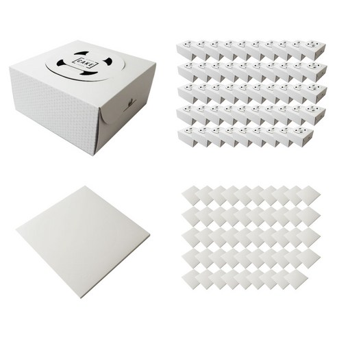 포장대장 모던 미니케익상자 + 받침 215 x 215 x 114 mm, 혼합색상, 50개