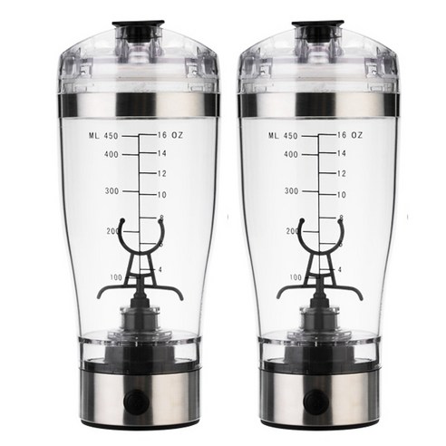 인트래블 오토쉐이크 텀블러 NO 1505 2p, 실버, 450ml