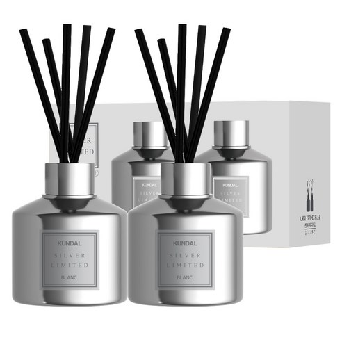 쿤달 실버 리미티드 에디션 퍼퓸 디퓨저 200ml x 2p + 섬유스틱 10p 세트, 블랑향