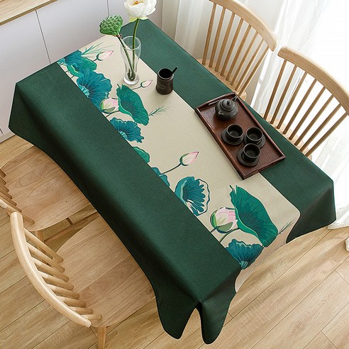 알럽홈 고전 동양미술 테이블 방수 식탁보, Type3, 110 x 110 cm
