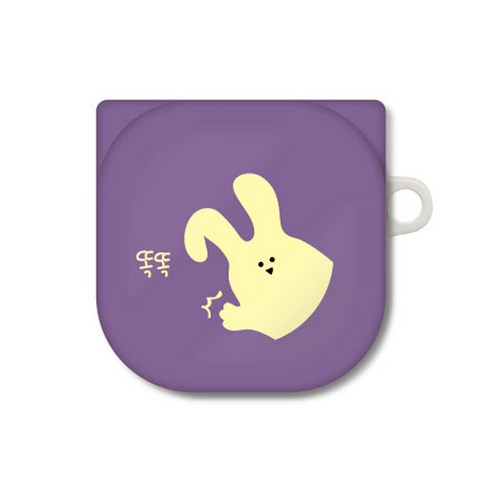 프루그나 디자인 토끼입니다 클로즈업 갤럭시 버즈 프로 라이브 케이스 + 카라비너, 퍼플