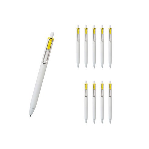 유니볼 원 중성 잉크펜 0.5mm, 옐로우, 10개