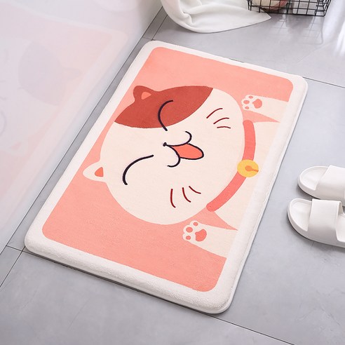 알럽홈 애니멀페이스 현관 욕실 바닥 매트, 20방울캣