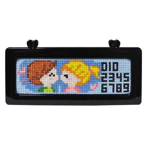 블링블링 하트 번호판 주차 비즈 큐빅 보석 십자수 DIY 키트, 커플(검정), 1개