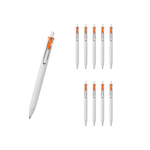 유니볼 원 중성 잉크펜 0.38mm, 오렌지, 10개
