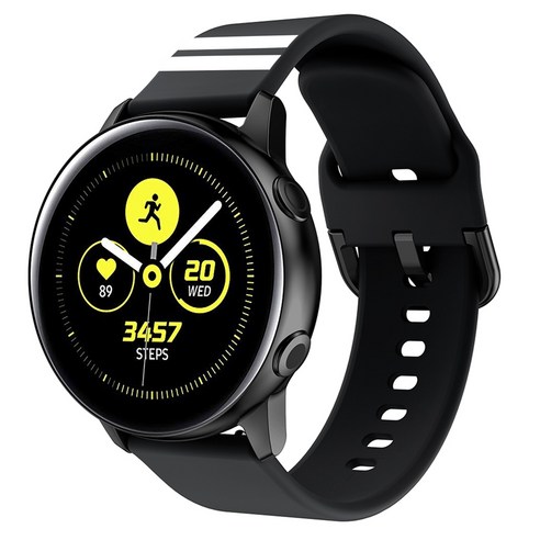 쉴드랩 갤럭시 워치 20mm 실리콘 스트랩 40mm 41mm 42mm 44mm 호환 가능, 블랙스트라이프, 1개