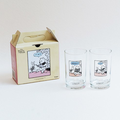 디즈니 곰돌이 푸 카툰 컵 230ml x 2종 세트, 핑크, 1세트