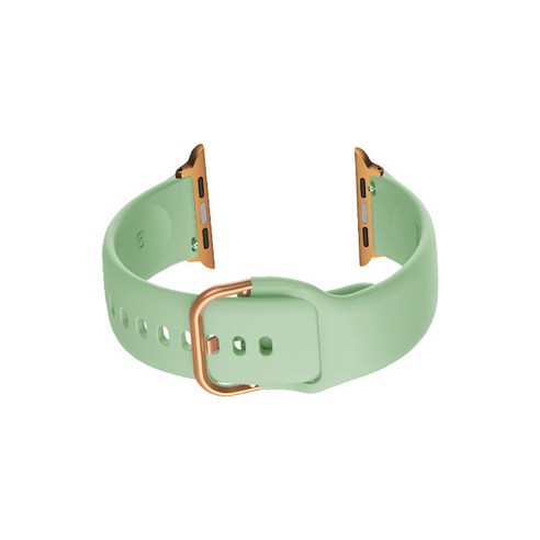 비쉐르 골드 버클 라운드 애플워치 4 실리콘 밴드 스트랩 44mm, 라이트그린, 1개