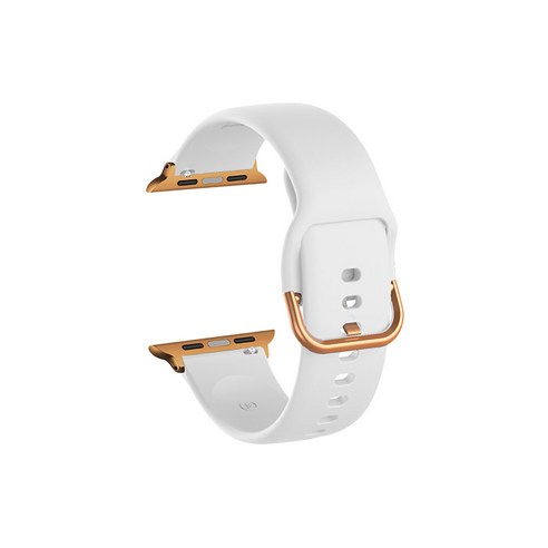 비쉐르 골드 버클 라운드 애플워치 1 실리콘 밴드 스트랩 42mm, 화이트, 1개