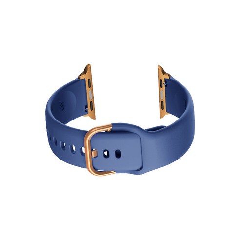 비쉐르 골드 버클 라운드 애플워치 5 실리콘 밴드 스트랩 44mm, 블루, 1개