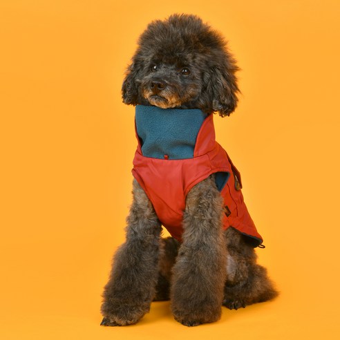 퍼피아 강아지 고양이 블랑킷 패딩 기모 후리스 점퍼, 레드