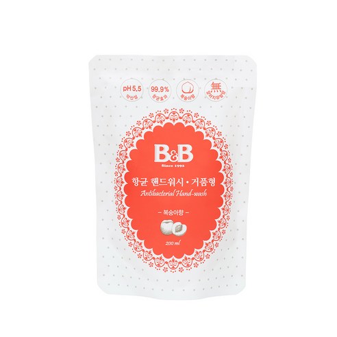 비앤비 항균 핸드워시 리필 200ml, 복숭아향, 1개