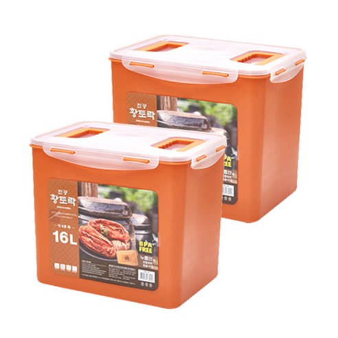 황토락 진공밀폐 김치통, 16L, 2개