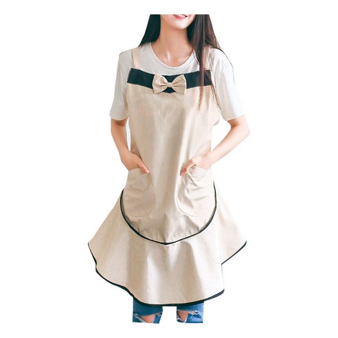 스커트 리본 포인트 앞치마, 베이지, 1개