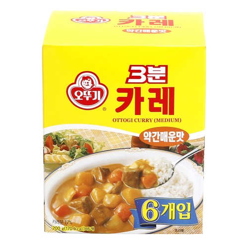 오뚜기 즉석 3분 카레 약간매운맛, 200g, 6개입
