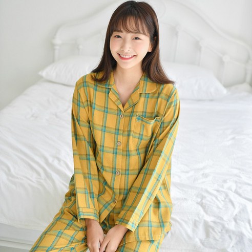 속옷미인 여성용 코지체크 A타입 잠옷 상하 세트