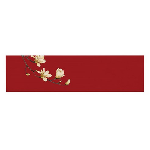 알럽홈 목련꽃 린넨면 식탁 테이블러너, 레드, 32 x 220 cm