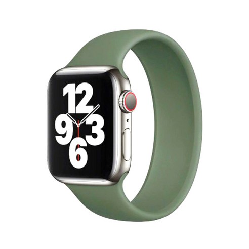 하마테 애플워치 1/2/3/4/5/6/SE 실리콘 솔로 루프 밴드 42/44mm L, 그린