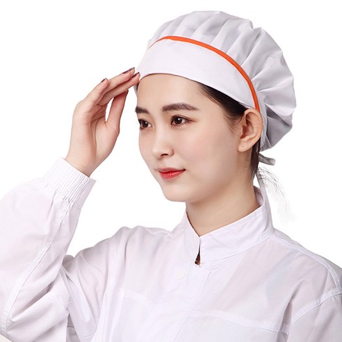 마켓에이 주방 위생모, 화이트오렌지, 3개